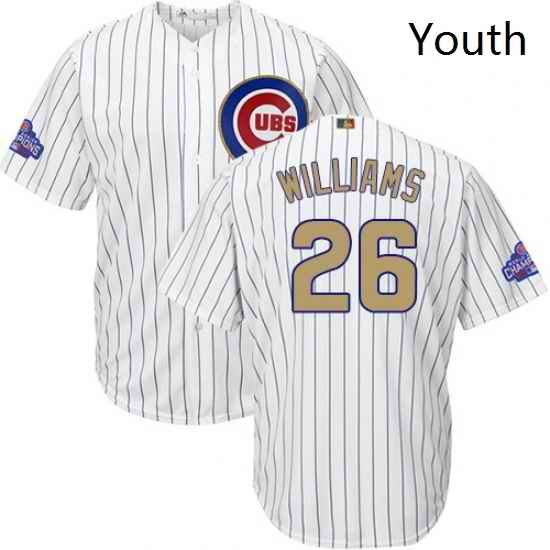 Youth Majestic Chicago Cubs 26 Billy Williams Authentic White 2017 Gold Program Cool Base MLB Jersey